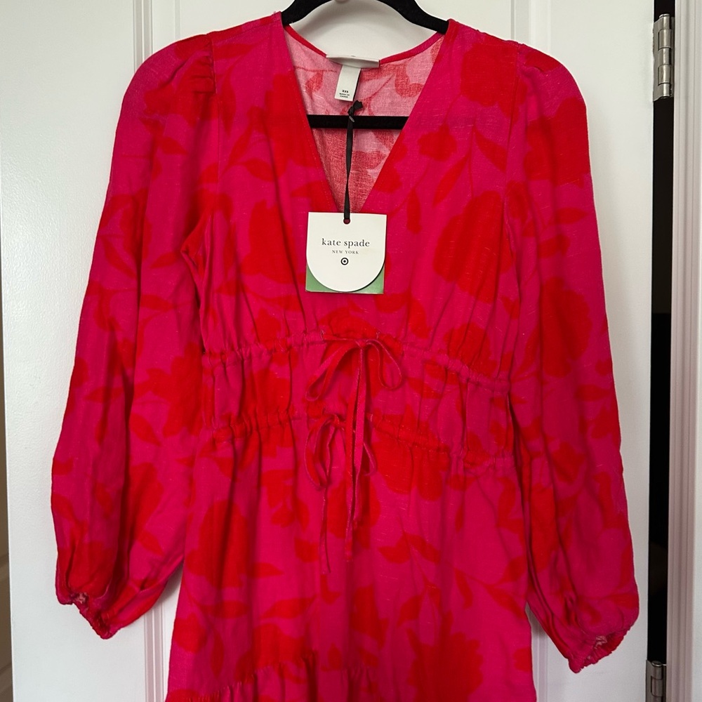 XS, S, M - Kate spade x target women’s classic rose linen Maxi Dress - Picture 3 of 13